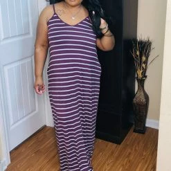 PASH BOUTIQUE New Arrivals Eggplant/Ivory Plus Maxi Dress