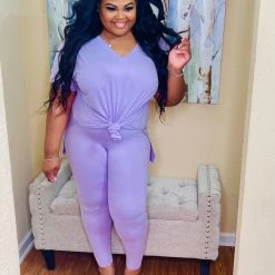 PASH BOUTIQUE New Arrivals Lavender Plus Lounge Set