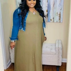 PASH BOUTIQUE Dusty Olive Plus Maxi Dress New Arrivals