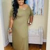 PASH BOUTIQUE Dusty Olive Plus Maxi Dress New Arrivals