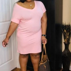 PASH BOUTIQUE Dusty Pink T-shirt Dress