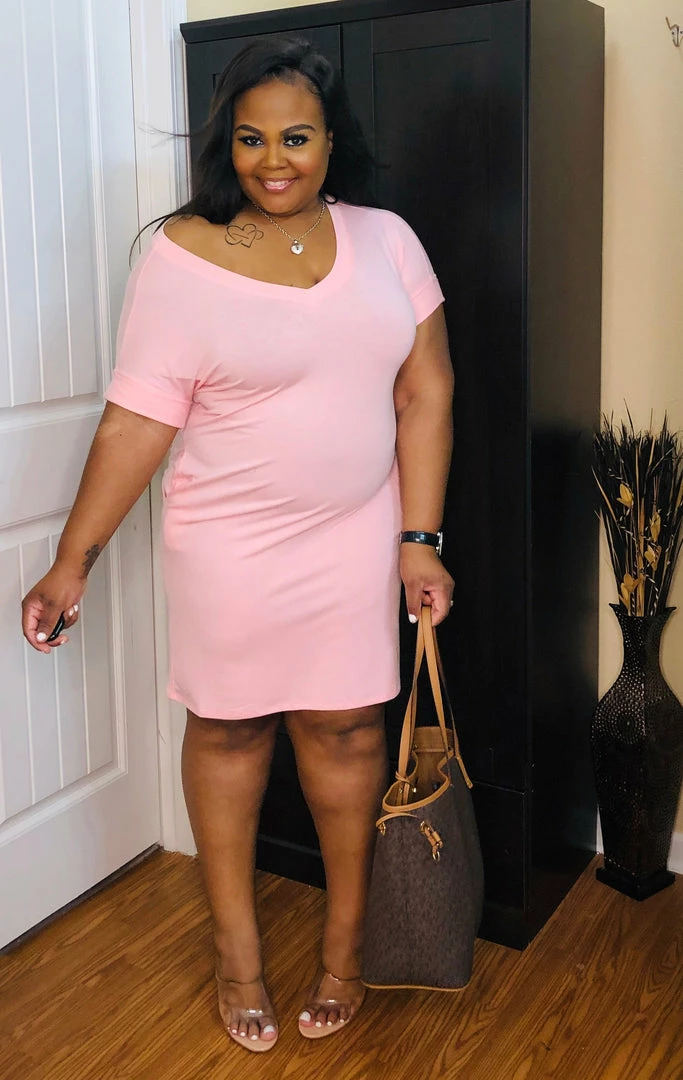PASH BOUTIQUE Dusty Pink T-shirt Dress