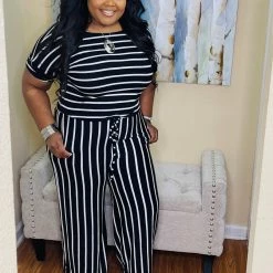 PASH BOUTIQUE Black/Ivory Jumpsuit New Arrivals