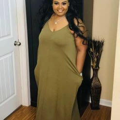 PASH BOUTIQUE New Arrivals Dusty Olive Strap Maxi