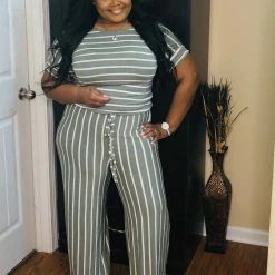 PASH BOUTIQUE Lt Olive/Ivory Jumpsuit