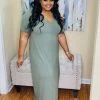 PASH BOUTIQUE Lt.Olive Plus Maxi Dress New Arrivals