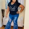 PASH BOUTIQUE Distressed Dark Fringe Wide Leg Jeans