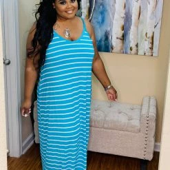 PASH BOUTIQUE New Arrivals Ice Blue/Ivory Maxi Dress