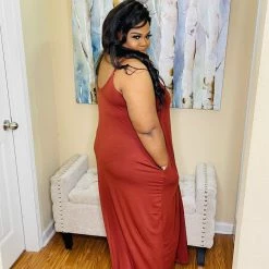 PASH BOUTIQUE Dk Rust Plus Maxi Dress