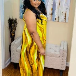PASH BOUTIQUE New Arrivals Yellow/Brown Maxi Dress