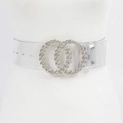 PASH BOUTIQUE Silver Stone Buckle Transparent Belt