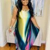 PASH BOUTIQUE Teal/Pink Maxi Dress