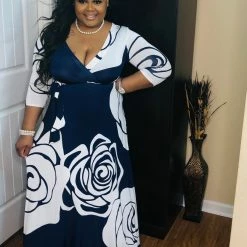 PASH BOUTIQUE Navy Flower Maxi Dress