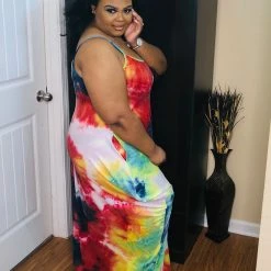 PASH BOUTIQUE New Arrivals Red/Blue Tie Dye Maxi