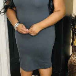 PASH BOUTIQUE Dark Grey Midi Dress