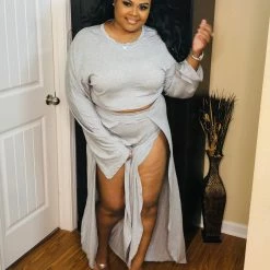 PASH BOUTIQUE Grey Wide Leg Set