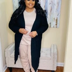 PASH BOUTIQUE Clearance Black Knit Plus Cardigan