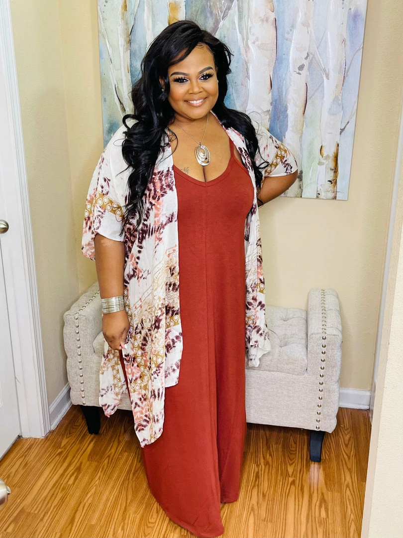 PASH BOUTIQUE Dk Rust Plus Maxi Dress