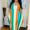 PASH BOUTIQUE Green/Orange Maxi Dress New Arrivals