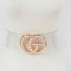 PASH BOUTIQUE Pearl Buckle Transparent Belt