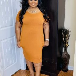 PASH BOUTIQUE Almond Round Neck T-shirt Dress New Arrivals