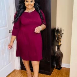 PASH BOUTIQUE Dk Burgundy Flare Dress New Arrivals