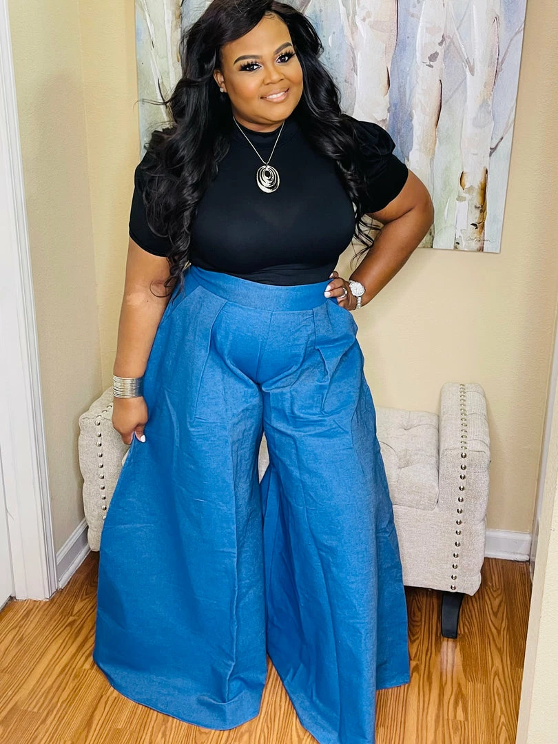 PASH BOUTIQUE Denim Palazzo Pants Clearance
