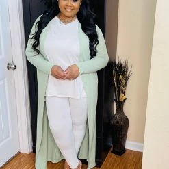 PASH BOUTIQUE New Arrivals Lt. Green Plus Duster