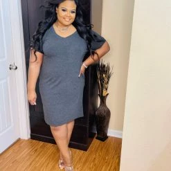 PASH BOUTIQUE Charcoal T-shirt Dress