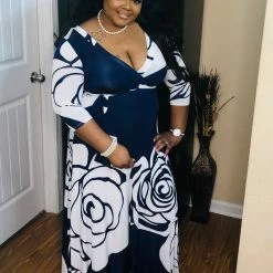 PASH BOUTIQUE Navy Flower Maxi Dress