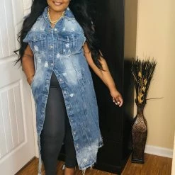 PASH BOUTIQUE New Arrivals Denim Sleeveless Vest Jacket