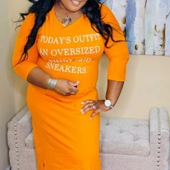 PASH BOUTIQUE Orange Long Tshirt Dress New Arrivals