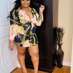 PASH BOUTIQUE Pink Chain Dress Dresses (Missy)