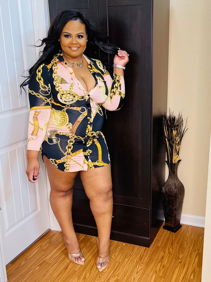 PASH BOUTIQUE Pink Chain Dress Dresses (Missy)