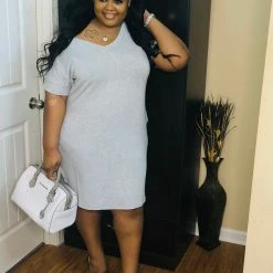 PASH BOUTIQUE Grey T-shirt Dress New Arrivals