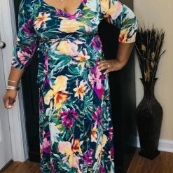 Pashboutique Dresses (Missy) Floral Print Maxi
