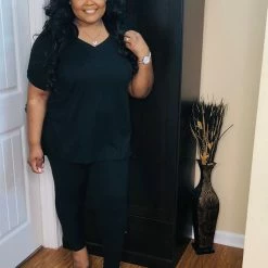 PASH BOUTIQUE New Arrivals Black Plus Lounge Set