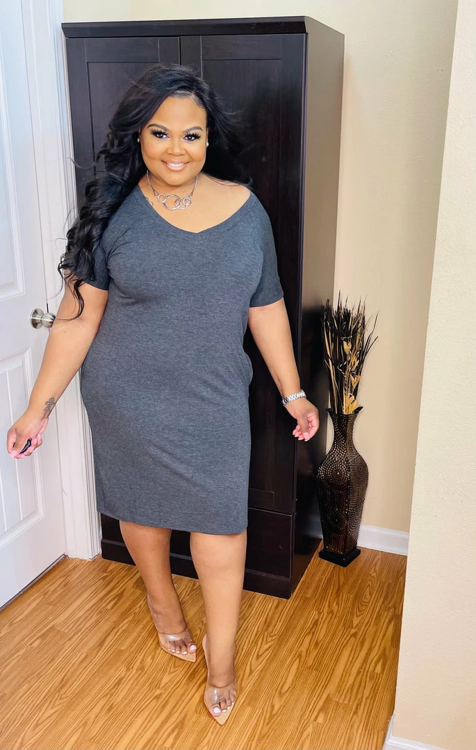 PASH BOUTIQUE Charcoal T-shirt Dress