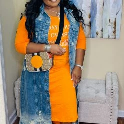 PASH BOUTIQUE Orange Long Tshirt Dress New Arrivals