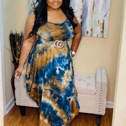 PASH BOUTIQUE New Arrivals Blue/Gold Maxi