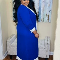 PASH BOUTIQUE New Arrivals Blue/White Plus Cardigan