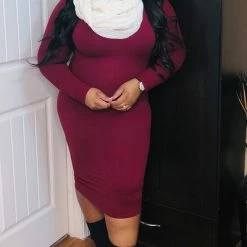 PASH BOUTIQUE Wine Midi Dress Dresses (Missy)