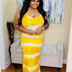 PASH BOUTIQUE Mustard Tye-dye Maxi New Arrivals
