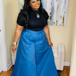 PASH BOUTIQUE Denim Palazzo Pants Clearance