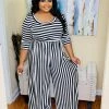 PASH BOUTIQUE Black/White Plus Wide Leg Jumpsuit