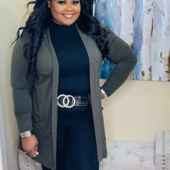 PASH BOUTIQUE Dark Olive Plus Cardigan