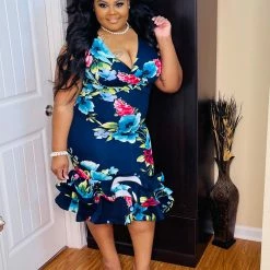 PASH BOUTIQUE Navy Ruffle Bodycon Clearance