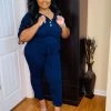 PASH BOUTIQUE New Arrivals Navy Plus Button Jumpsuit