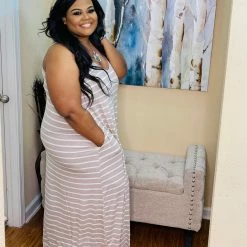 PASH BOUTIQUE Ash Mocha/Ivory Plus Maxi Dress