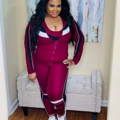 PASH BOUTIQUE Burgundy Workout Set